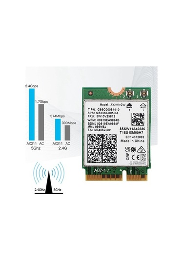 Ulzyvf Wifi M.2 Kartı E Ax211ngw+çift Anten Anahtar Ağ 6e 2.4ghz/5ghz Ls