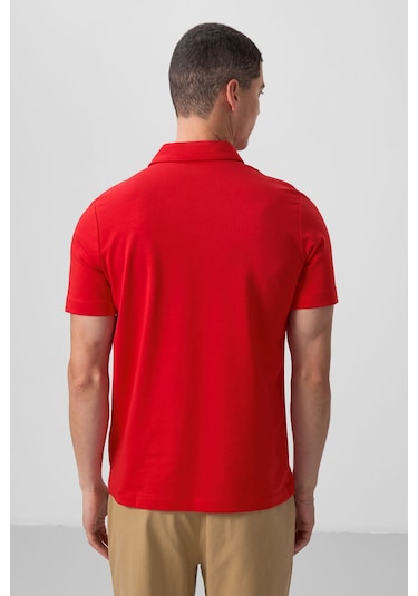 Tommy Life Kırmızı Basic Göğüs Logolu Standart Kalıp Triko Polo Yaka Erkek T-shirt - 87768 Kirmizi