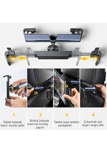 Hymark Araba Kafalık 12.9 İnç Araç Arka Koltuk Evrensel Tablet Ve