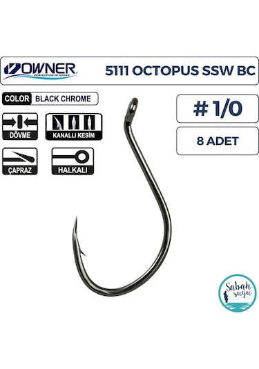 Owner 5111 Octopus Ssw Delikli İğne Siyah 1/0 8 Adet