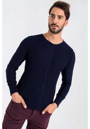 Heyss Bisiklet Sosis Yaka Erkek Triko Kazak Ön Şerit Detaylı