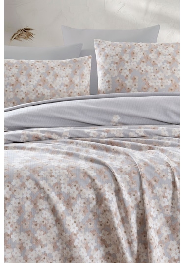 Enlora Home Doğal Pike Baskılı Çift Kişilik Piti Yaprak Rose Çok Renkli