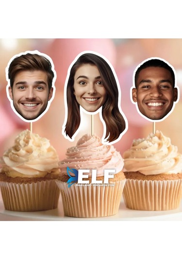 Fotoğraflı Doğum Günü Cupcake Pasta Süsü 10 Adet 0