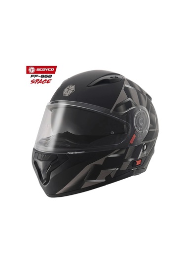 Scoyco FF-868 Azrael Güneş Vizörlü Çene Açılır Kask Gri - Mat Siyah