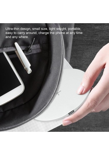 Pazly 15w Kablosuz Şarj Pedi - Type-c, Ultra İnce Yuvarlak Tasarım, Hızlı Şarj