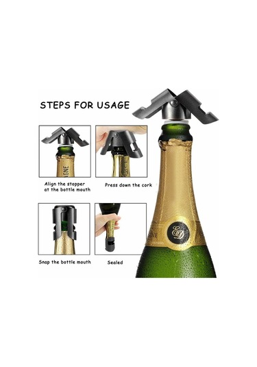 Konesam 2 Adet Paslanmaz Çelik Şampanya Muhafaza Korku, Vakum Kapaklı Şarap Prosecco Şişe Tıkacı, Aroma Ve Tazelik Koruyucu, Ev Bar Ve Mutfak Aksesuarı