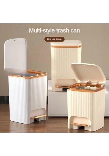 Fastbuy Challenger 2025 Yeni Model Beyaz Orta Boy Koku Kapalı Ayak Pedalli Çöp Kutusu Beyaz