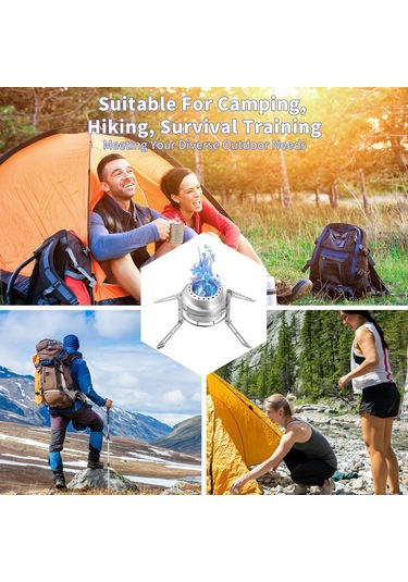 Yifomall Mini Kamp Çadır Ocağı - 100ml Alüminyum Alkol Yakıcı + Paslanmaz Çelik Katlanabilir Ayak, Taşınabilir Outdoor Hazırlık Gereci Gümüş