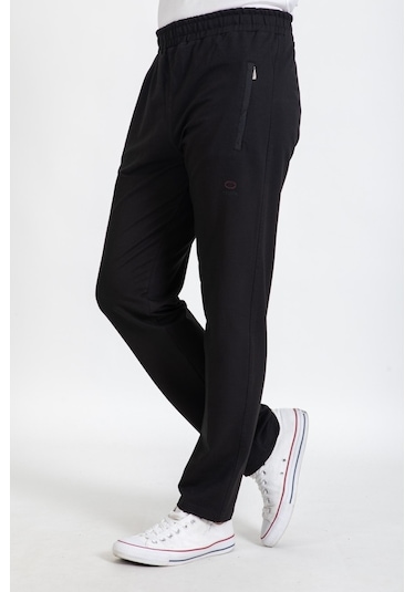 Erkek Pantolon Kesim Beli Lastikli Likralı Kompak Eşofman Altı 25 Siyah