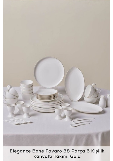 Karaca  Elegance Bone Favaro 38 Parça 6 Kişilik Kahvaltı Takımı Gold