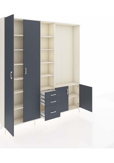 Arges Dolap 13 Raflı 3 Çekmeceli 4 Kapaklı 220x30x243 Aytaşı-antrasit/antrasit Antrasıt/antrasıt