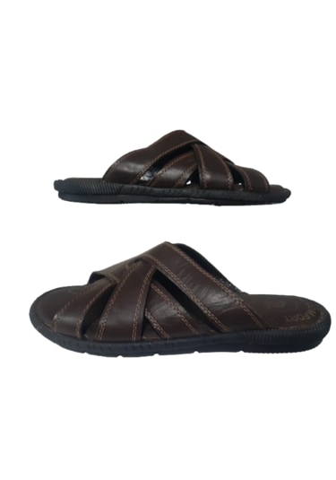 Hınıs Erkek Kahve Yumuşak Deri Dar Kalıp Günlük Şık Terlik Kahverengi
