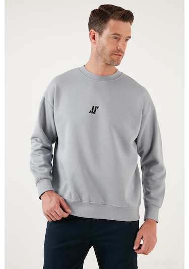 Buratti Regular Fit Bisiklet Yaka Pamuklu Içi Tüylü Yumuşak Şardonlu Erkek Sweat 5905405 Açık Gri