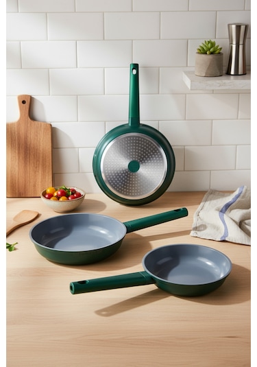 Bernardo Chef Döküm 3 Parça Tava Seti Yeşil Yeşil