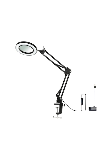 Tomshine Siyah Tomshine Esnek Kelepçeli Masa Lambası, 8x Büyüteçli