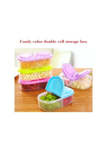 Kosona Mavi Çift Bölmeli Kilitli Mutfak Depolama Kabı - Sağlıklı Gıda Muhafaza Ambalajı, Plastik Airtight Rahat Kullanım Kutusu Diğer