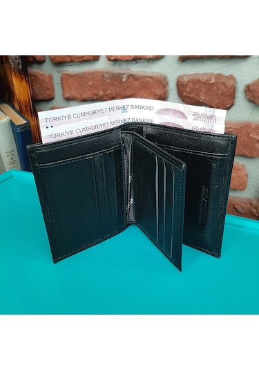 Gvnbag Hakiki Deri Erkek Dikey Siyah Cüzdan Gvn-0123