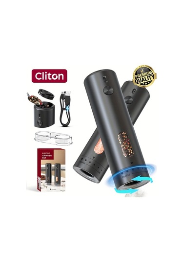 Honeybeeshop Şarj Edilebilir Elektrikli Biber Değirmeni 110ml Kapaklı Otomatik Biberlik Yeşil 2 Adet Değirmen Depolama Tabanı Beyaz Led Işık Tek Elle Kullanım Yeşil - 2 Adet Değirmen+depolama Tabanı