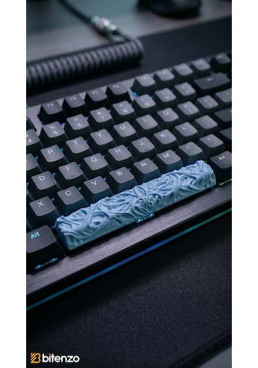 Custom Tasarım Mekanik Klavye Spacebar Keycap - 6.25u Uyumlu Özel Dokulu Boşluk Tuşu - Pastel Mavi