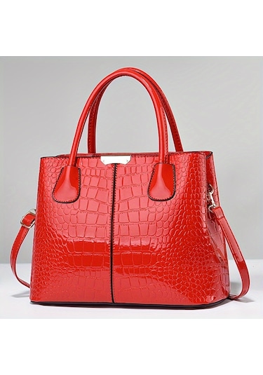 Trendy Timsah Desenli Tote Çanta