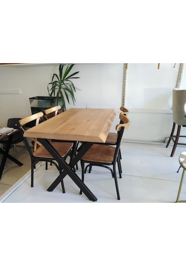 Bintaşmobilya 4 Kişilik Kütük Masa Tonet Sandalye Takımı 120X80.Cm