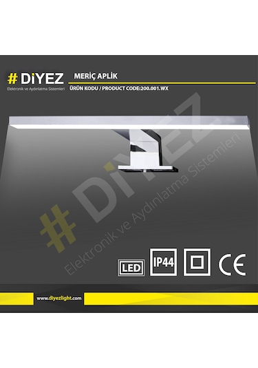 Meriç Dekoratif Led Banyo Aplik 30cm Siyah - 3000k Gün Işığı Siyah