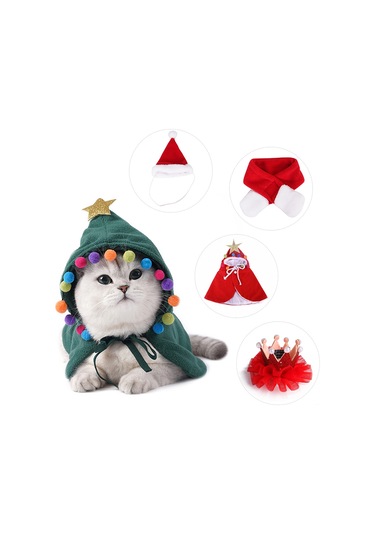 Kangvka Kedi Köpek Bayram Atkısı Kırmızı S Boyutu - Yumuşak Kumaş, Kolay Kullanıma Uygun, Tatil Dekorasyonu Çok Renkli