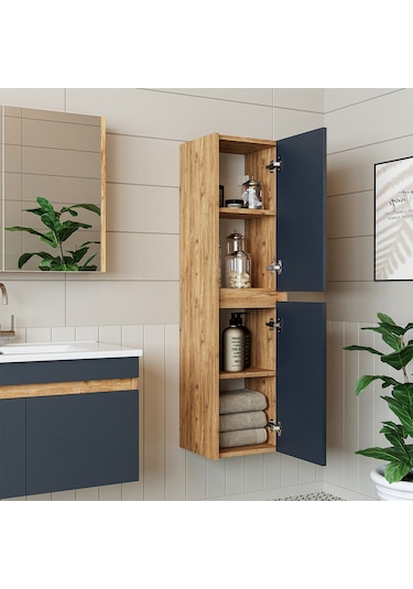 Roomart Lavabolu Atlantik - Antrasit Mdf 85 Cm Banyo Dolabı Takım Atlantik - Antrasit