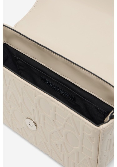 Kadın Kabartma Monogram Desenli Omuz Çantası - Krem Valley