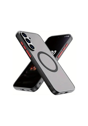 Elmpaly Samsung Galaxy S25 Fe Manyetik Kılıf Yeşil Şok Emici Transparan Sert