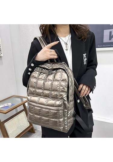 Siyah Yogodlns Kış Uzay Pamuk Sırt Çantası Kadın Büyük Kapasiteli İçin Su Geçirmez Naylon Sırt Çantası Siyah