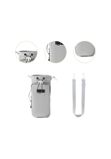 Suntek Su Şişesi Çantası Taşınabilir Tutucu Çanta Kamp Gri