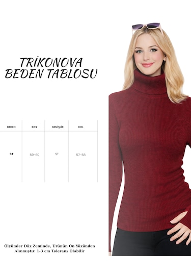 Trikonova Balıkçı Yaka Parmak Detaylı Bordo