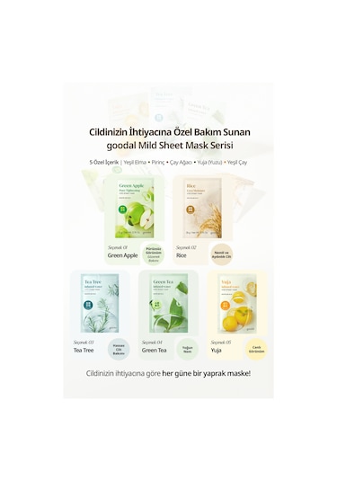 Pirinç Özlü, Cilde Aydınlık Görünüm Veren Yaprak Maske Goodal Rice Cera Moisture Mild Sheet Mask