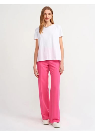 Dilvin Bisiklet Yaka Basic T-shirt Beyaz 001