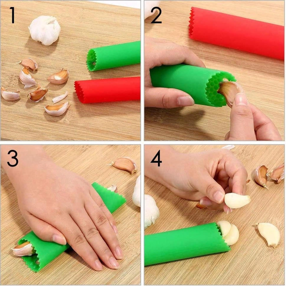Kangvka 5'li Set Silikon Sarımsak Soyucu - Çok Renkli Mutfak Aleti, Hızlı Sarımsak Soyma Silindir Çok Renkli