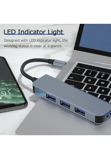 Mufunye 4'lü Usb Hub: 1 Adet Usb 3.0 5gbps + 3 Adet Usb 2.0, Hızlı Veri Transferi, Çoklu Cihaz Bağlantısı