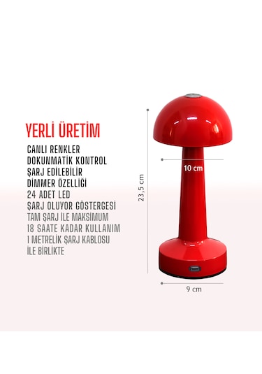 Zenlight Mantar Masa Lambası Kırmızı