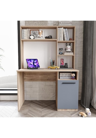 Afilli İzmir Çalışma Masası Flora Antrasit Tamamı Mdf Flora Antrasit