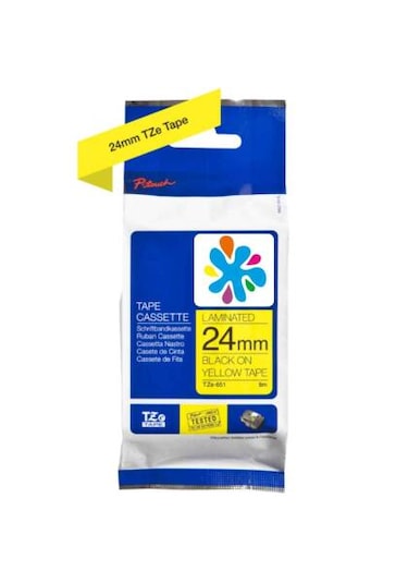 Brother Tze-651 Sarı Üzerine Siyah Muadil Etiket Şeridi 1 Adet