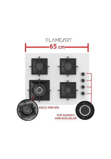 Ferre FRYART-SILENTART Serisi QEP63CB + SC406-WFA + D064-SA Beyaz Ankastre Set