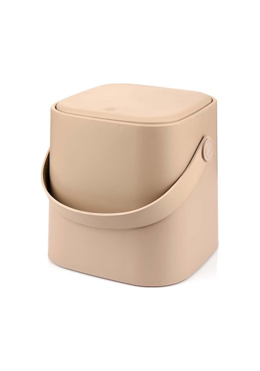 Tuffex Tutma Saplı Iç Kovalı Tezgah Üst Mutfak Çöp Kovası 4 Lt - Latte