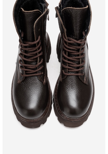 Luvishoes Luvi Shoes Loreta Kahve Hakiki Deri Kadın Postal Bot Kahve
