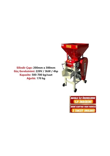 Tarım Garaj Elektrikli Yem Ezme Makinası 30 Luk 4 Hp