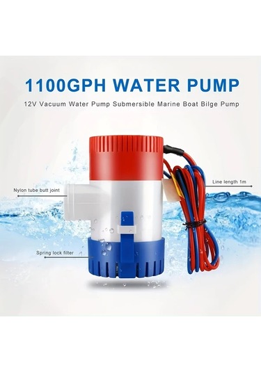 Boatshop1 1 Adet Sessiz 12v 4163.95 L/saat Daldırılabilir Pompa 1100gph Abs Malzeme Tekne Karavan Su Pompası
