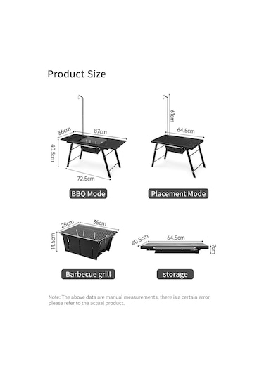 Naturehike Multifunctional Barbecu Katlanır Masalı Siyah