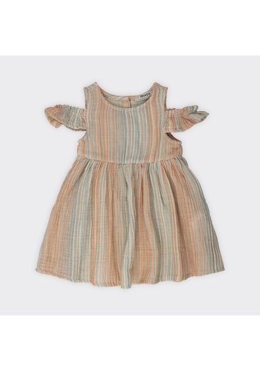 Kız Çocuk Çizgi Desenli Elbise 2411gb26049-4343 001