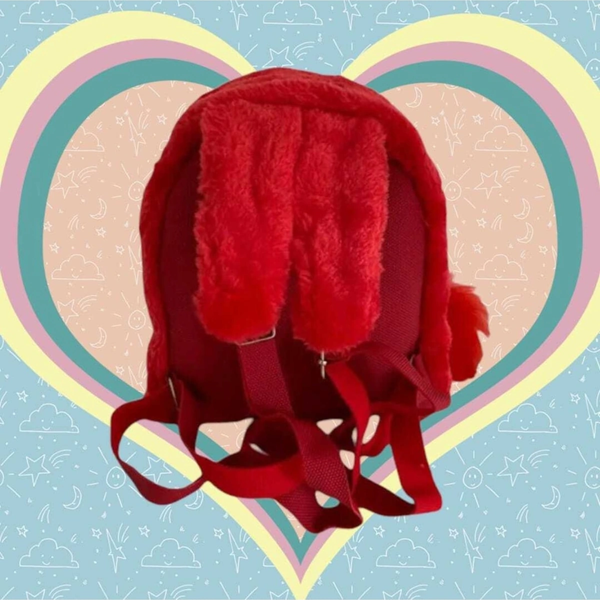 Tezzgelsin Tavşan Peluş Çocuk Sırt Çantası Çocuk Çantası Kirmizi