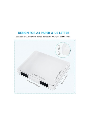 Anjiexun 4'lü A4 Dosya Kutusu, Şeffaf Plastik Belge Saklama Kutusu, Diğer