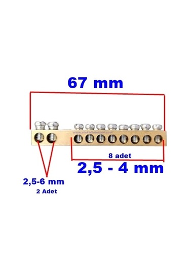 Mutlusan 8+2 10lu Delikli Nötür Ve Topraklama Klemensi Ayaksız Papuçsuz
